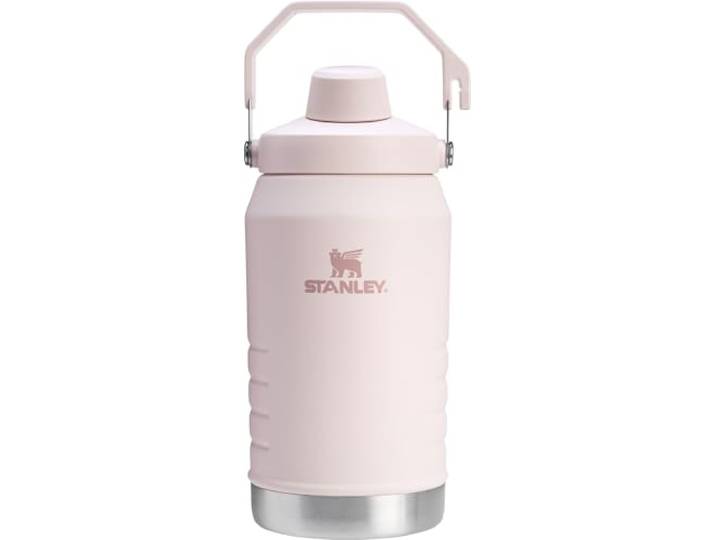 Stanley IceFlow Schnellfluss-Krug mit Griff 64 oz (1,9 l) Aufschraubbarer abgewinkelter Ausgießerdeckel Auslaufsicher für Reisen und Sport Isolierter Edelstahl BPA-frei Rosenquarz 2.0