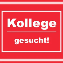HB-Druck Kollege gesucht Aufkleber mit Text AushängeAufkleber rot-weiss A5 (148x210mm)
