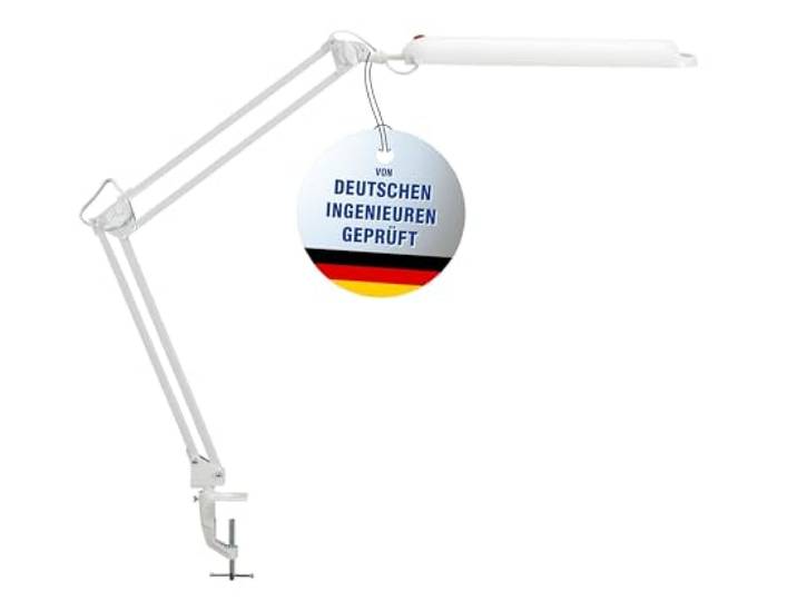 MAUL LED Schreibtischlampe MAULatlantic weiß Klemmfuß Büro Zuhause