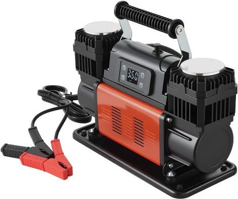 VEVOR tweecilinder luchtcompressor 12V, 300 l/min, 10,3 bar, bandenpomp met LCD-digitaal display en automatische uitschakeling voor vrachtwagens, auto's en campers