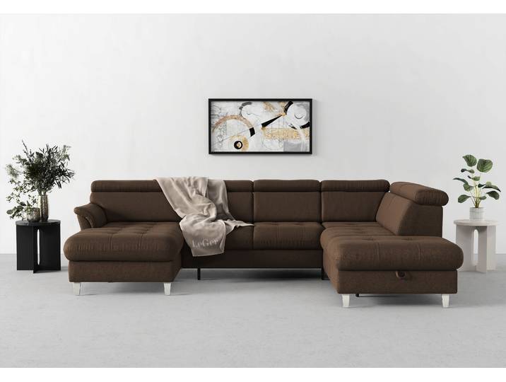 Wohnlandschaft SIT & MORE Marano U-Form , braun, B:304cm T:216cm, 100% Polyester, Sofas, Wohnlandschaft, inklusive Kopfteilverstellung, optional Schlaffunktion & Bettkasten