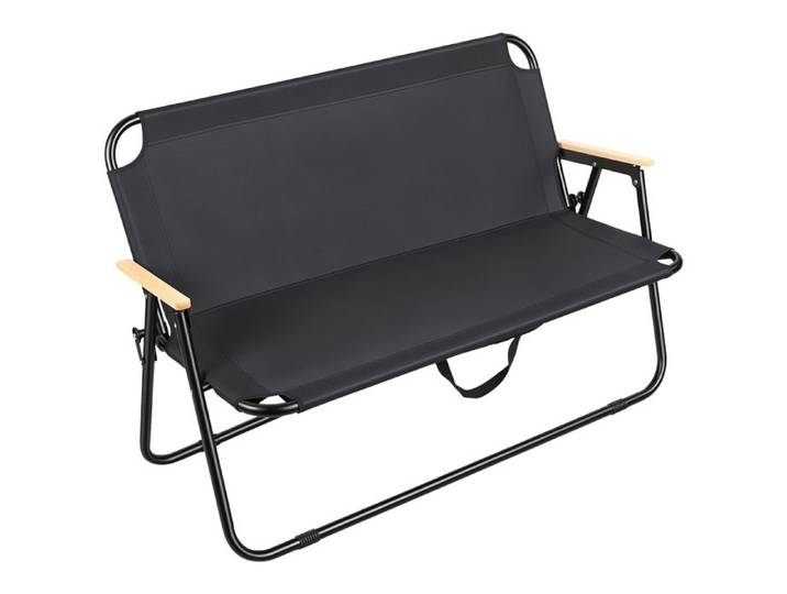 FLASIDU Banc de jardin Pliable 2 sièges pour balcon Fer 110x44x71cm Confortable idéal pour extérieur et loisirs Noir