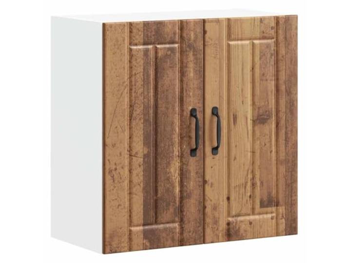 HKTMGDNG Küchen-Hängeschrank Lucca Altholz-Optik 60x31x60cm Holzwerkstoff Platzsparender Wandküchenschrank mit Glastüren für Küche und Esszimmer. Robustes Design mit reichlich Stauraum.