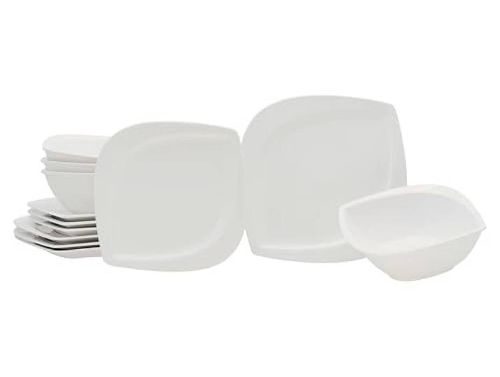 CreaTable\, 11443\, série Melbourne\, service de vaisselle 12 pièces\, ensemble d'assiettes en porcelaine.