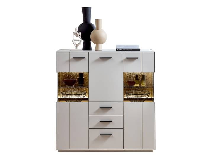 Highboard COMO, creme, Holzfurnier