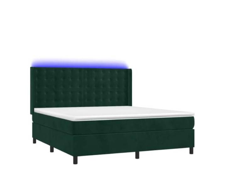 PUGYNBK Boxspringbett, 180 x 200 cm, mit Matratze und LED-Lichtern Weicher Samt, verstellbares Kopfteil, Taschenfedern, Lederschutz