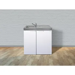 Stengel Küchen Kitchenline MK 90 weiß - ohne Kochfeld rechts, Becken links