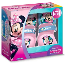 Minnie Mouse, Mädchen, Rollschuhe, Rollschuh- und Schutzausrüstungsset – MINNIE – MN432035 – Mit Ellbogen- und Knieschonern – Pink (23, 24, 25, 26, 27), Blau, Weiss