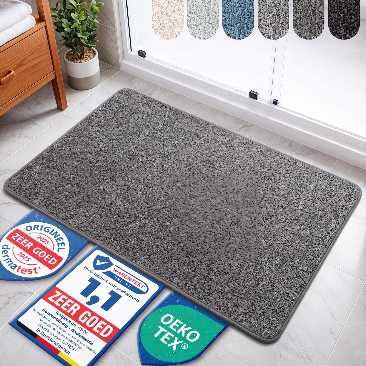 Luxento Badmat antislip donkergrijs