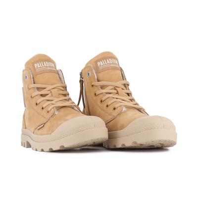 Winterboots PALLADIUM "PAMPA HI ZIP WL", Damen, Gr. 39, gefüttert, gelb (wheat), Leder, Schuhe Winterboots, Winterschuhe, Schnürboots, Winterstiefel, Snowboots, gefüttert