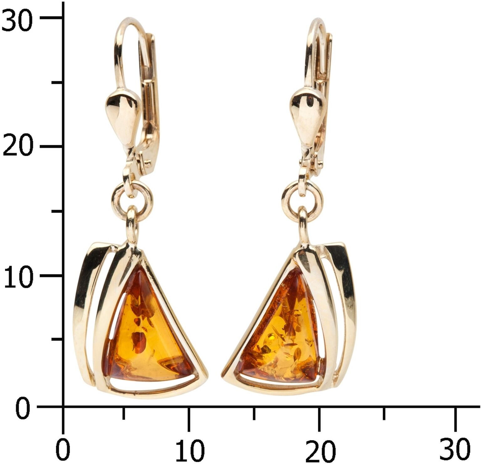 Paar Ohrhänger OSTSEE-SCHMUCK "Ostsee-Schmuck Ohrhänger Ilga Ohrhänger Ilga", gelb, Ohrringe, Damen, 31x11mm, Gelbgold 333