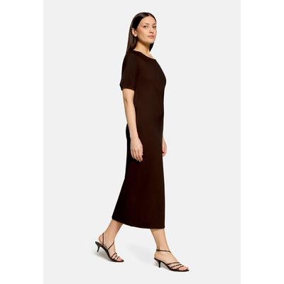 Midikleid CARTOON "Damen mit Raffung", Damen, Gr. 44, Normalgrößen, dunkelbraun, Obermaterial: 67% Viskose, 28% Polyamid, 5% Elasthan, tailliert lang, Rundhals, Kleider Midikleid