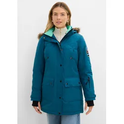 bonprix wasserdichte Funktions-Outdoor-Longjacke mit Kapuze, petrol, Gr.46, Praktische Regenjacke mit abnehmbarer Kapuze für Outdoor-Aktivitäten