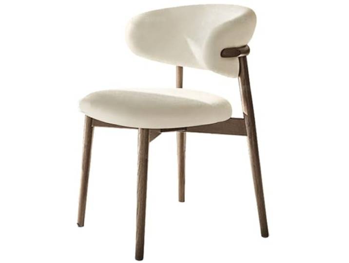 WEIDPHL Lounge-Esszimmerstühle Aus Holz Mit Gepolstertem Sitz Und Gebogener Rückenlehne, Küchenseitenstühle Mit Gebogener Rückenlehne Für Küche, Restaurant, Make-Up,Leather