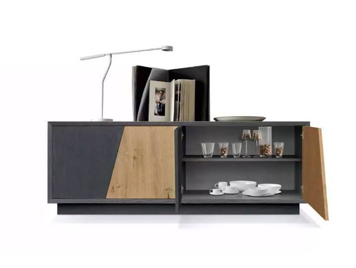 Xlmoebel Sideboard Modernes schwarzes Sideboard mit Türen und Schubladen (Sideboard, Sideboard), Hergestellt in Europa