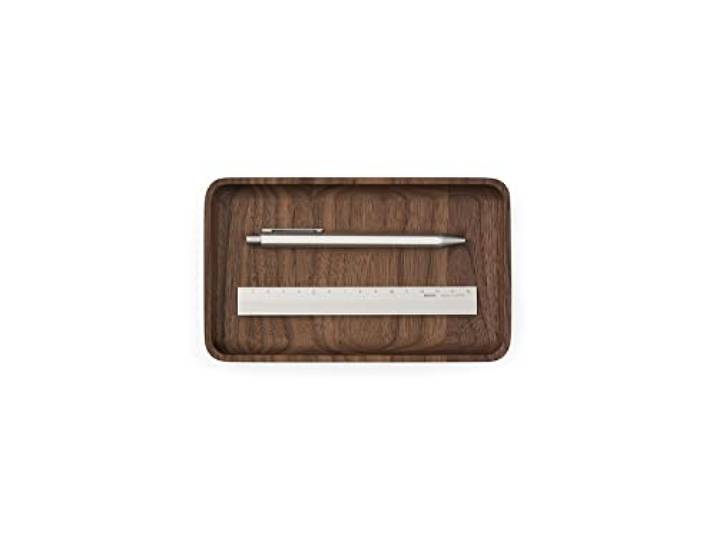 Oakywood Plateau Décoratif en Bois - Fabriqué à la Main - Rectangulaire - Organisateur Minimaliste pour Bureau\, Coiffeuse - Décoration Maison - Noyer - 20x12 cm (7.9\ x4.7\ )