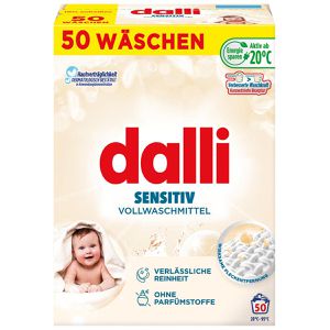 dalli Waschmittel Vollwaschmittel Sensitiv, Pulver, parfümfrei, 2,5 kg, Waschladungen 50