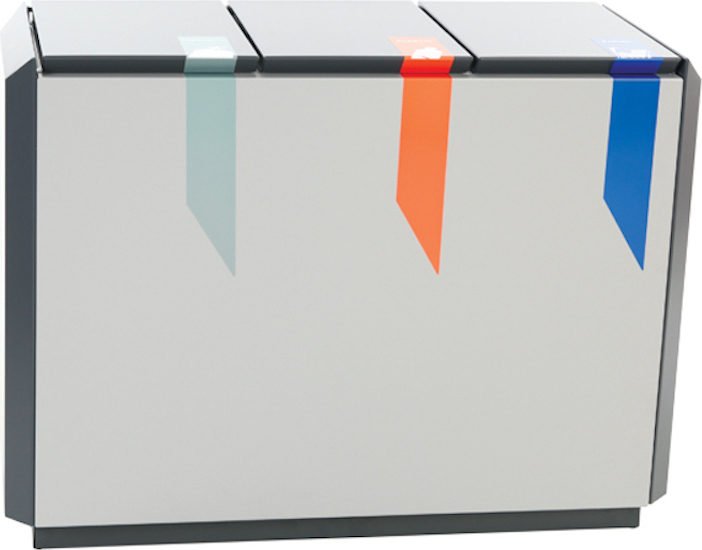 Feuerfester Wertstoffsammler RecycloStar 3 | 165 Liter, HxBxT 74,5x99,7x45,3cm | Aluminium | Anthrazit / Grau