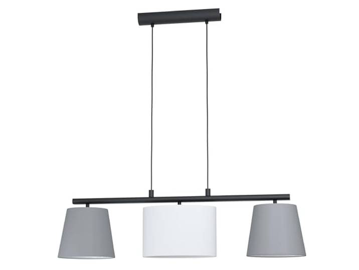 Eglo Suspension Almeida 1\, lampe suspendue textile 3 flammes\, suspension en acier et tissu\, couleurs : noir\, gris\, blanc\, douille : E14\, L : 860 mm