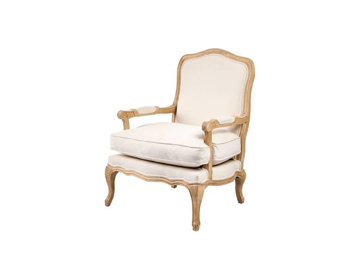Le Brun Armsessel – Französischer Louis-Stil – Eiche Getüncht