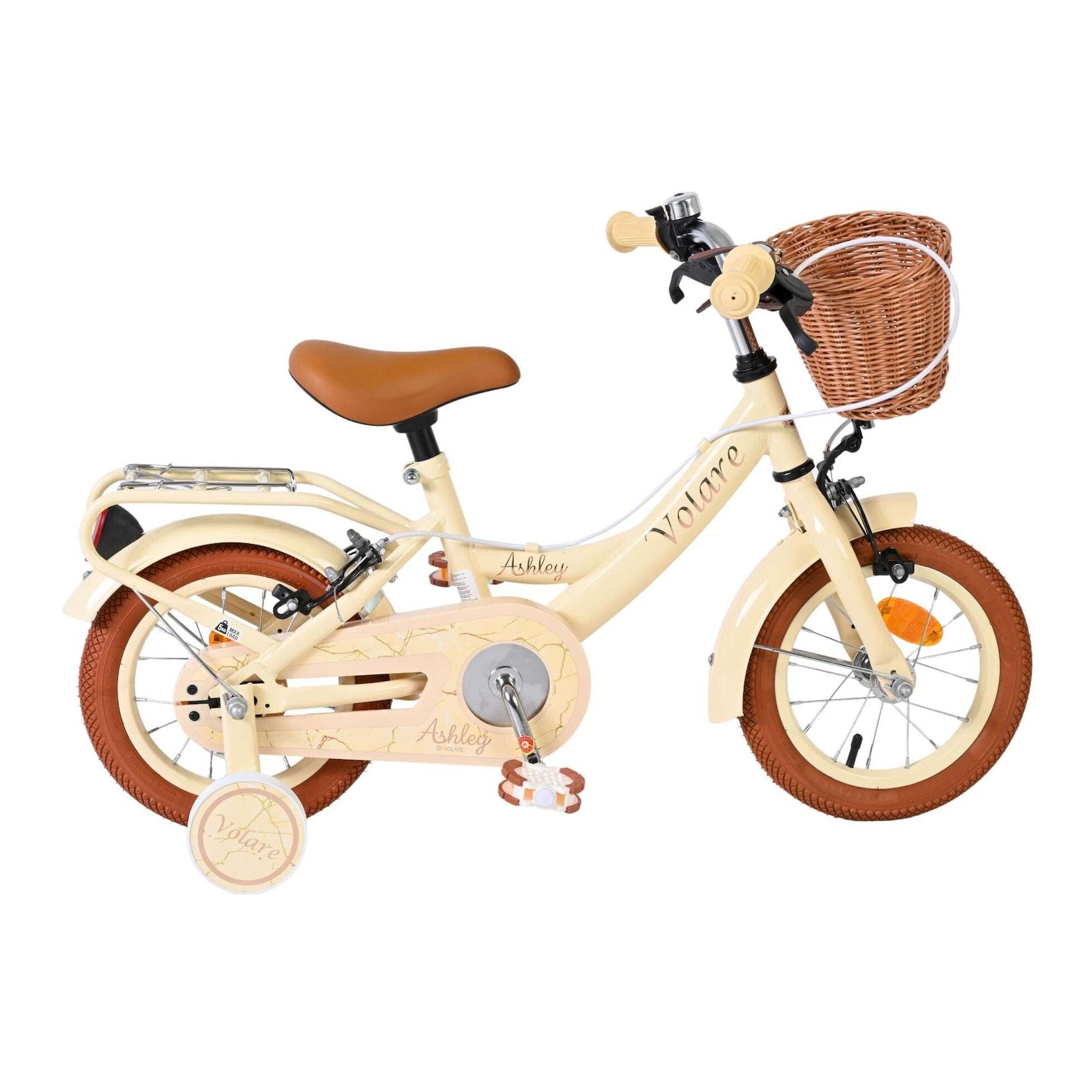 Volare Kinderfahrrad Ashley für Mädchen 12 Zoll Kinderrad in Creme, Zwei Handbremsen