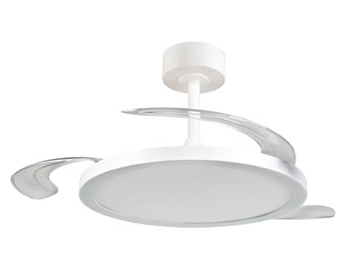 Reality Leuchten LED Deckenventilator mit Beleuchtung Kasfjord R64452131, Metall/Kunststoff Weiß matt, 6 Geschwindigkeiten, Sommer- Winterbetrieb, Fernbedienung, Dimmer, Timer, Nachtlicht, Lichtfarbe