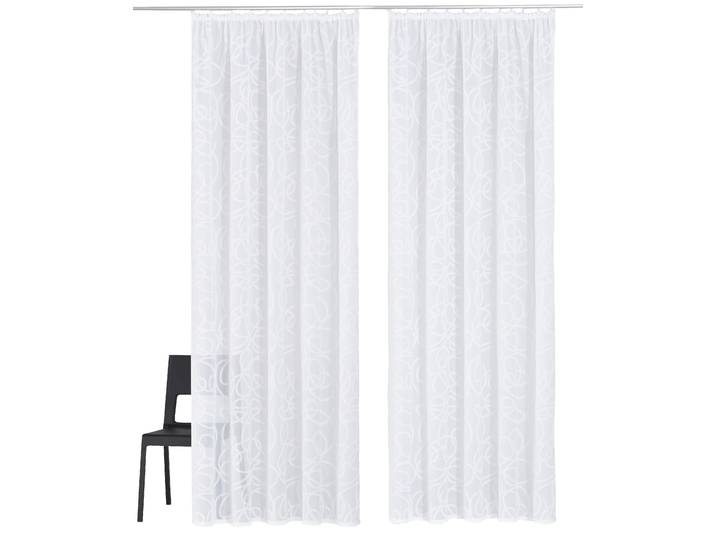 Gardine GOODPRODUCT Tanaro, 2er-Set, Kräuselband, transparent, Schlingen Motiv Gr. 1, weiss (weiß), B:140cm H:145cm, Voile, Polyester, Gardinen, Gardine, Vorhang, Fertiggardine, 2-er Set, mit Schlingen-Motiv bedruckt
