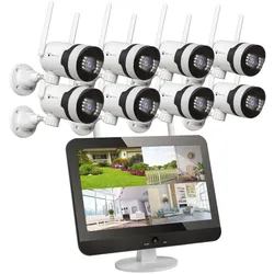 LUVISION Dual WLAN PTZ Überwachungssystem mit Monitor 5MP, Mikrofon, Sirene, Nachtsicht, KI Bewegungsverfolgung 8 Kameras