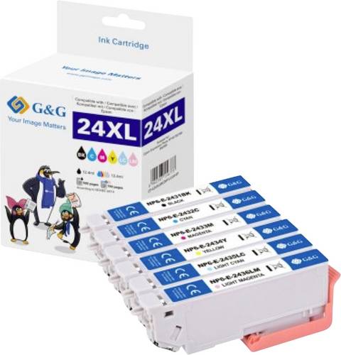 G&G Druckerpatrone Kompatibel GP-E24XLBKCMYLCLM-6P