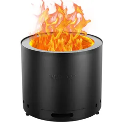 VEVOR Rauchfreier Feuerstellenofen, Lagerfeuer, H: 15,4 Zoll x Durchmesser: 19,3 Zoll, Holzkamine mit abnehmbarer Aschepfanne, tragbare Feuerstelle für den Außenbereich aus SUS430 Edelstahl, für Camping auf der Terrasse