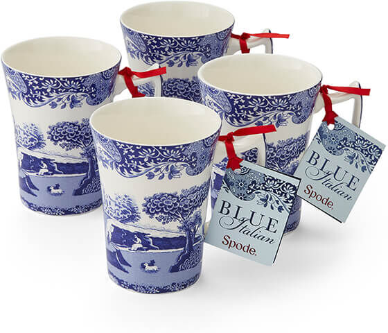 Spode Blue Italian Set of 4 Cottage Mugs