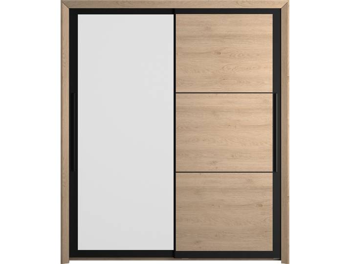 Kleiderschrank, Spanplatte, Kastanie Natur, 191×220×63 cm, 2 Türen, 5 Einlegeböden, GAMI