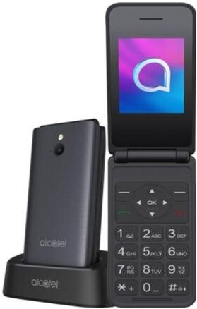 Alcatel 3082 4G Flip Mobile Phone 2.4 Inch 1380mAh 1MP Camera Bluetooth Charging Station - Grey