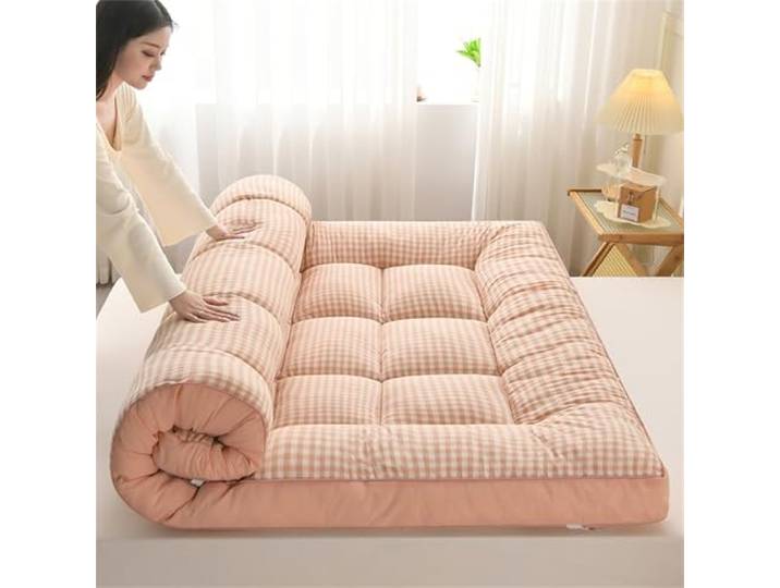 TVANTRUXIS Japanische Futon-Matratze aus Sojafaser-Memory-Schaum Mehrfarbige, mehrere Größen for Camping-Schlafsäle: Futon-Bodenmatratze(Pink,200x220cm)
