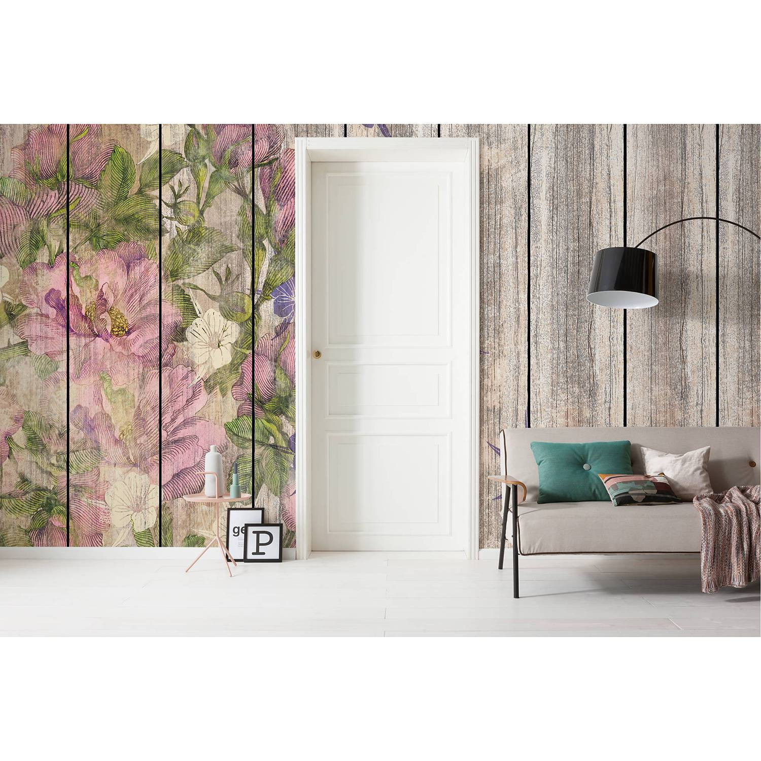 home24 Fotobehang Vintage Rose Mural