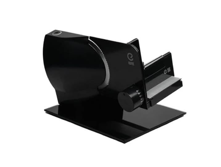 EUREL RS92 Allesschneider Elektrisch Schwarz Größe Schneidfläche, Ø170 mm e-blade Edelstahlklinge, Einstellbar 0-15mm, Servier- und Aufbewahrungsschale