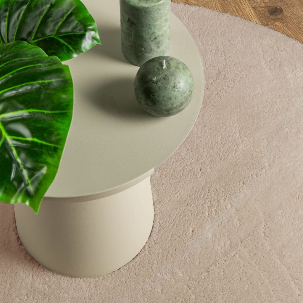 17 Stories Rug "HUARTE" Short Pile Soft and Washable Sand Sand Round 200cm