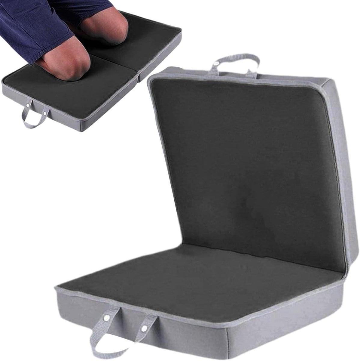 Zwart Kniemat met Handvatten voor Tuinieren en Klussen - Opvouwbaar en Antislip - 60 x 34 cm