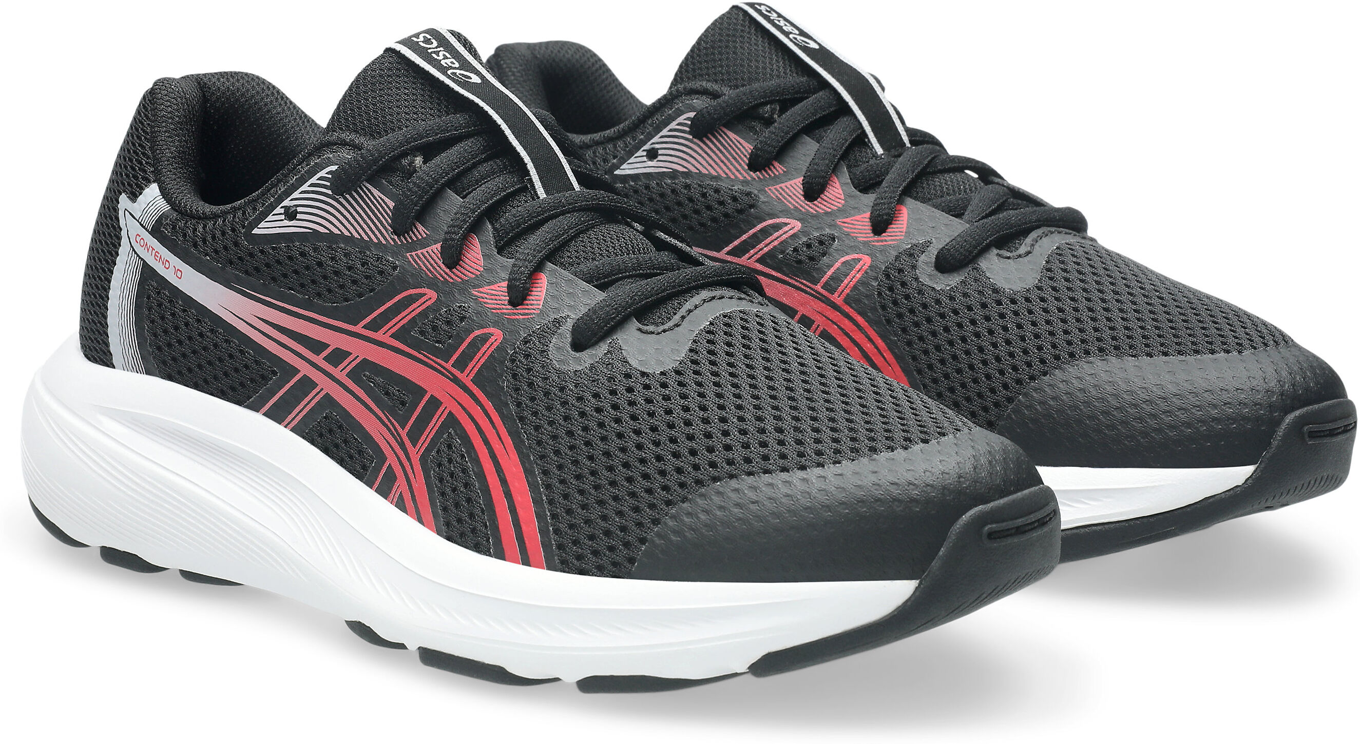 Laufschuh ASICS "GEL-CONTEND 10 GS", Jungen, Gr. 35,5, schwarz (schwarz, speed rot), Synthetik, Schuhe Laufschuh, für Kinder & Jugendliche schwarz, speed rot 35,5