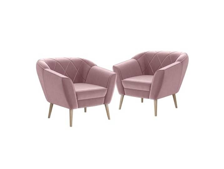 MEBLINI Sofa Sessel für Wohnzimmer 2er Set - Mini Lounge für Zwei Personen - Sitzgarnitur - Polstergarnitur - Gisela - 1+1 - Rosa Samt