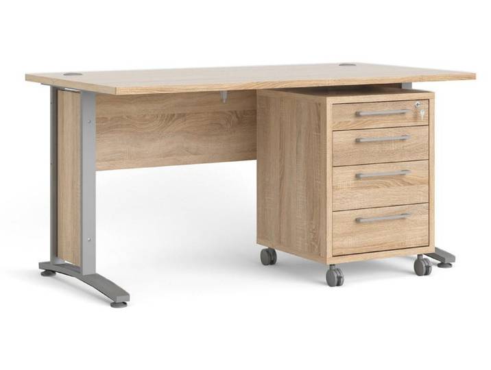 Prisme Schreibtisch mit Rollcontainer Eiche Nachbildung