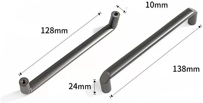 INF Minimalistische Schranktürgriffe 2er-Pack - Zinklegierung, Dunkelgrau