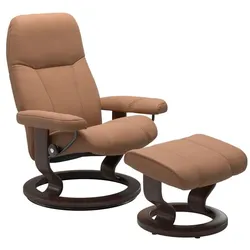 Stressless Sessel mit Hocker Consul Classic Leder Braun Batick Latte S (Small)