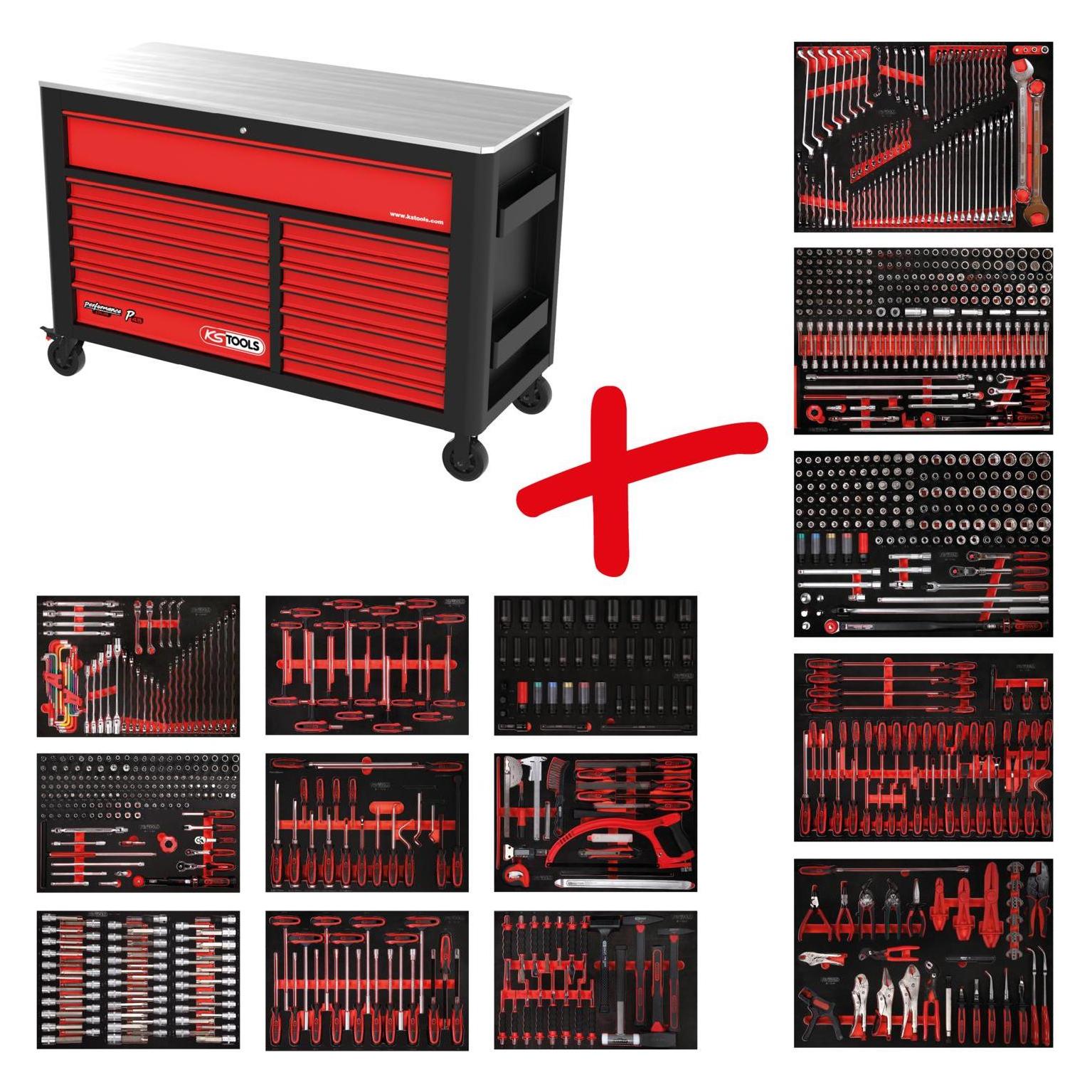 KS Tools Performanceplus Werkstattwagen-Satz P45 mit 950 Werkzeugen für 13 Schubladen (845.14950)