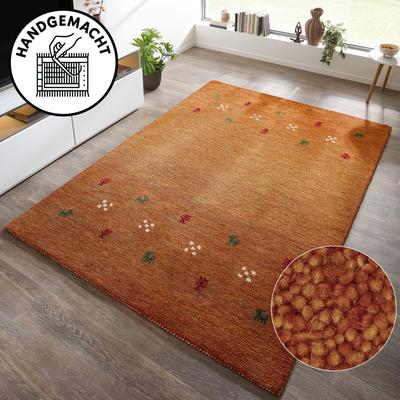 Wollteppich THEKO "Gabbeh Motiv, Handgefertigt, Teppich, Tiermotiv, reine Wolle" Gr. 7, orange (terra), B:240cm H:14mm L:340cm, Wolle, Teppiche, reine Wolle, Wohnzimmer, Schlafzimmer, Esszimmer