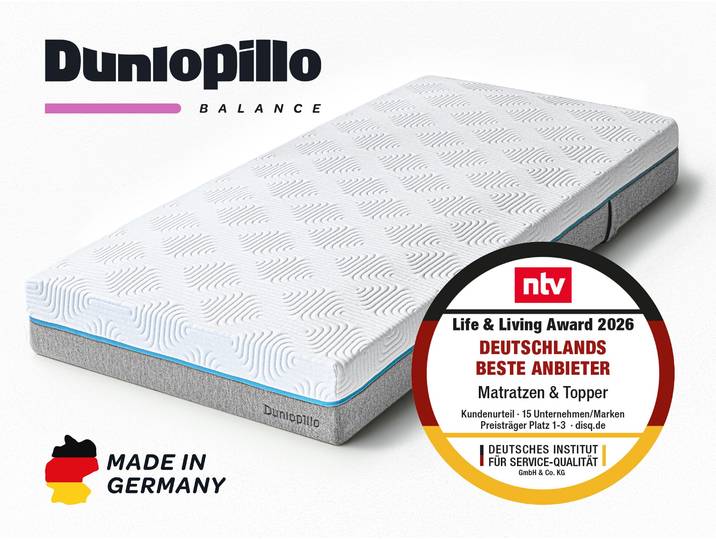 Kaltschaummatratze DUNLOPILLO Dunlopillo Balance KS Matratze 90x200, 140x200 cm und weiteren Größen , weiß, B:140cm H:23cm L:200cm, Bezug: 98% Polyester, 2% Elasthan. Steppfüllung: 100% Polyester, Matratzen, Kaltschaummatratze, Stabilisierung & Entlastung für Ihr Wohlbefinden