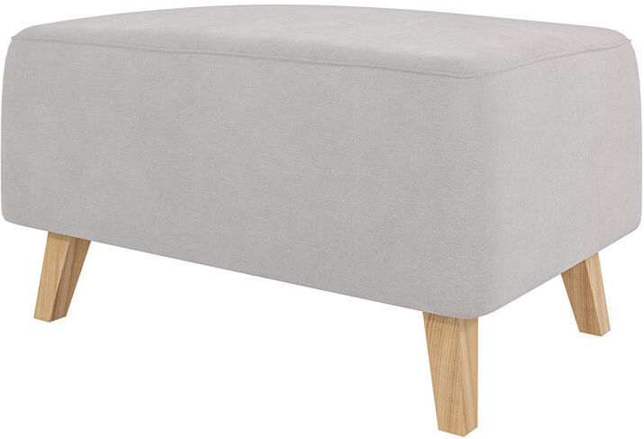 S-Style Furniture Footstool with Wooden Legs In Scandinavian Style Silver 51cm H X 95cm W X 63cm D
