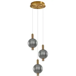 Italux PND-83631-3-BRO-SG LED Pendelleuchte Lenti | 18W integrierte LED-Quelle | 3000K | Seilleuchte | gold | schwarz
