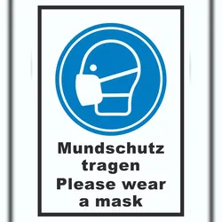 HB-Druck Mundschutz tragen Please wear a mask Schild A1 (594x841mm)