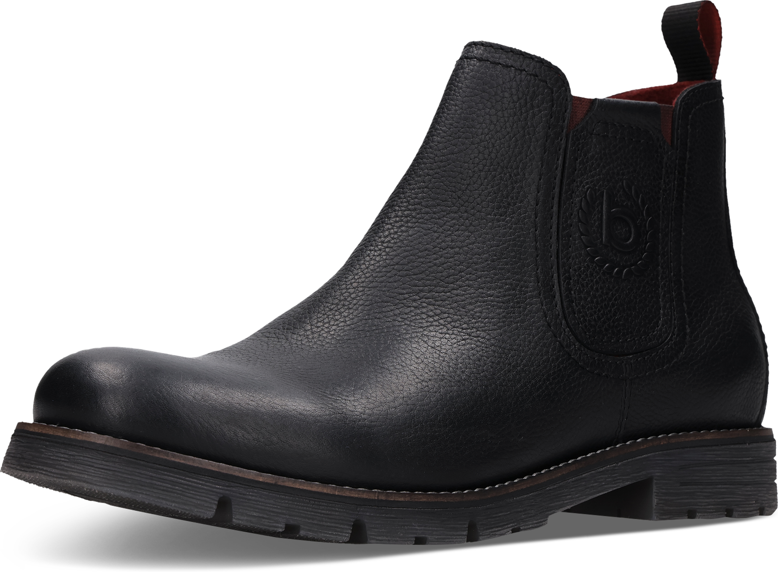 Chelseaboots BUGATTI, Herren, Gr. 41, schwarz, Leder, Basic, Schuhe Chelseaboots, Stiefelette, Boots mit Profilsohle